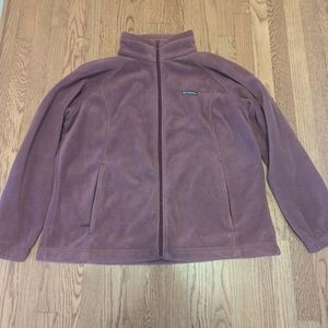 Columbia Full Zip 2XL XXL Fleece Jacket Burgundy Red Outdoor Mid Length